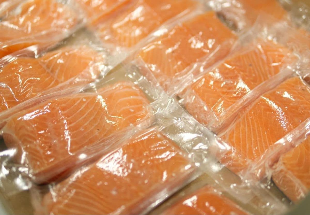 Atlantic salmon portions, individually vacuum packed